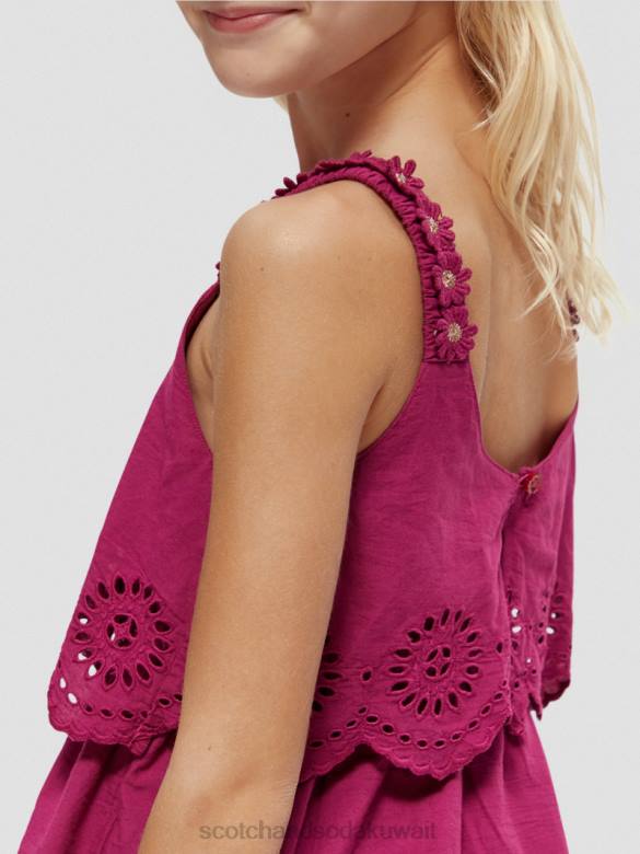 ملابس Scotch & Soda فستان ميدي بطبقات وتطريز إنجليزي الداليا أطفال N0V4732
