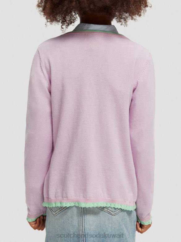 ملابس Scotch & Soda سترة محبوكة بأطراف متباينة زهرة الأوركيد أطفال N0V4734