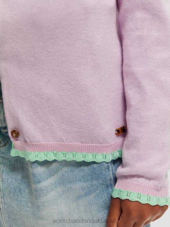 ملابس Scotch & Soda سترة محبوكة بأطراف متباينة زهرة الأوركيد أطفال N0V4734