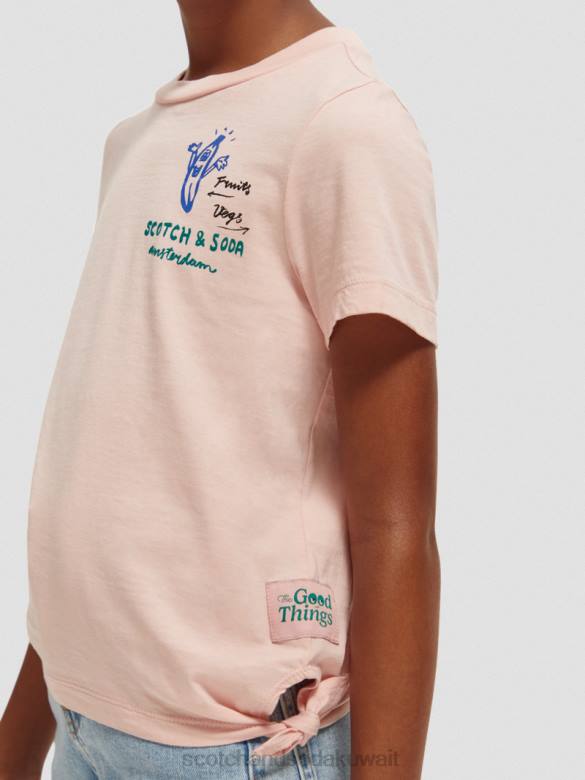 ملابس Scotch & Soda تي شيرت من القطن العضوي بحاشية معقودة وعمل فني احمر خدود أطفال N0V4737