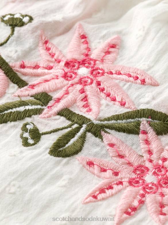 ملابس Scotch & Soda قميص مطرز بالزهور بأكمام طويلة ثلج الفانيليا أطفال N0V4739