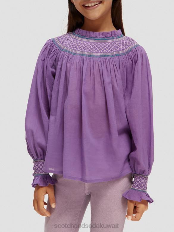 ملابس Scotch & Soda قميص مدخن بأكمام طويلة عنب أطفال N0V4741