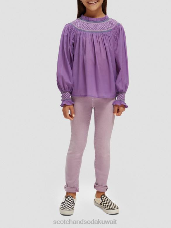 ملابس Scotch & Soda قميص مدخن بأكمام طويلة عنب أطفال N0V4741