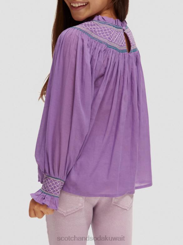 ملابس Scotch & Soda قميص مدخن بأكمام طويلة عنب أطفال N0V4741