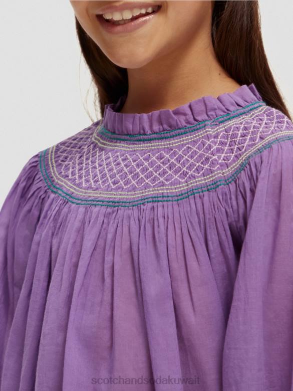 ملابس Scotch & Soda قميص مدخن بأكمام طويلة عنب أطفال N0V4741
