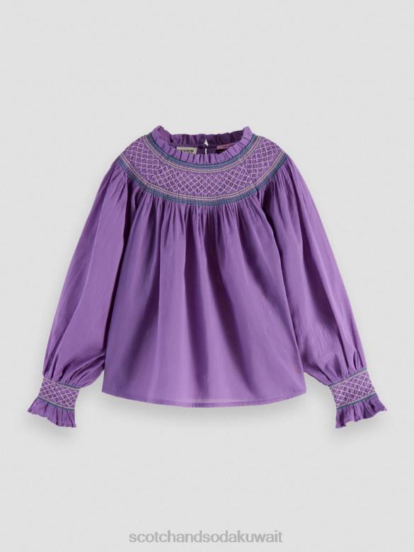 ملابس Scotch & Soda قميص مدخن بأكمام طويلة عنب أطفال N0V4741