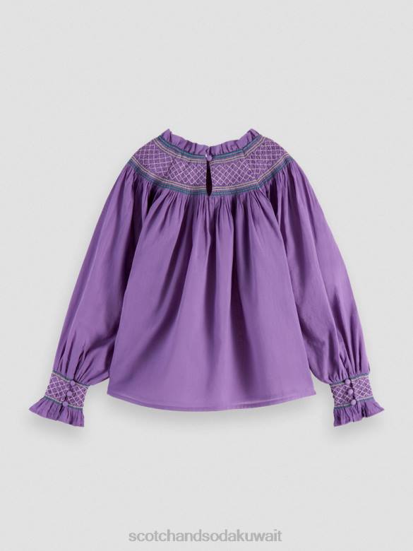 ملابس Scotch & Soda قميص مدخن بأكمام طويلة عنب أطفال N0V4741