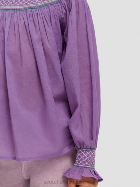 ملابس Scotch & Soda قميص مدخن بأكمام طويلة عنب أطفال N0V4741