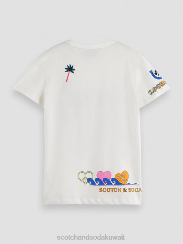 ملابس Scotch & Soda ولد ليحب العمل الفني تي شيرت قبالة الأبيض أطفال N0V4742
