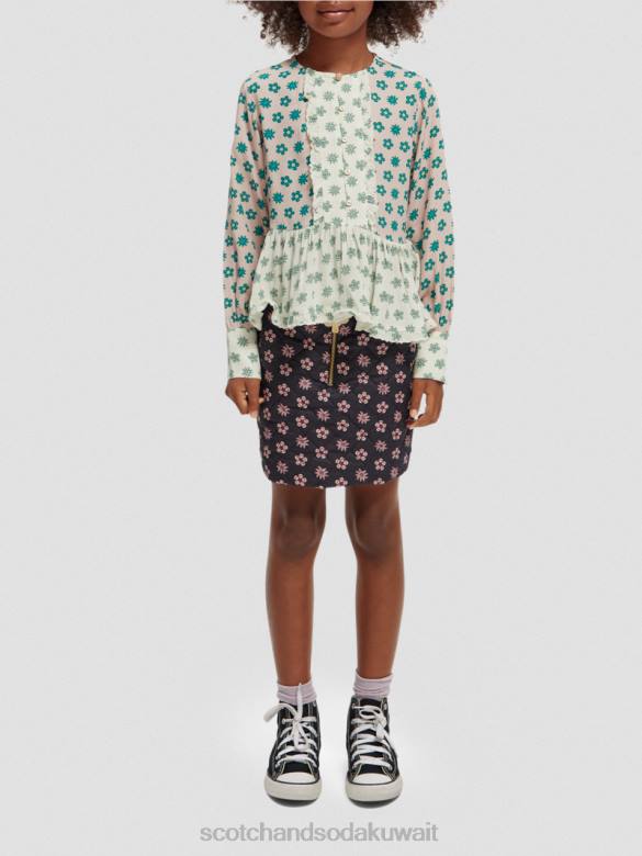 ملابس Scotch & Soda توب بطبعات مختلطة وأكمام طويلة زهرة المرقعة أطفال N0V4743