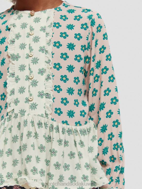 ملابس Scotch & Soda توب بطبعات مختلطة وأكمام طويلة زهرة المرقعة أطفال N0V4743