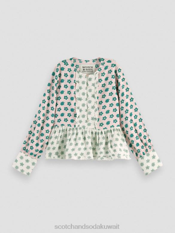 ملابس Scotch & Soda توب بطبعات مختلطة وأكمام طويلة زهرة المرقعة أطفال N0V4743