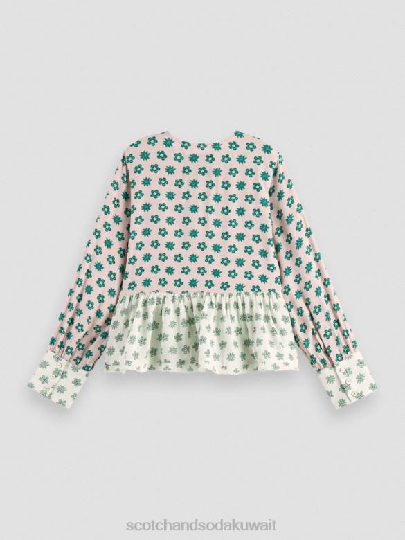 ملابس Scotch & Soda توب بطبعات مختلطة وأكمام طويلة زهرة المرقعة أطفال N0V4743
