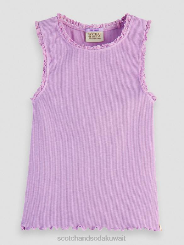 ملابس Scotch & Soda توب بدون أكمام محبوك ومضلع زهرة الأوركيد أطفال N0V4744
