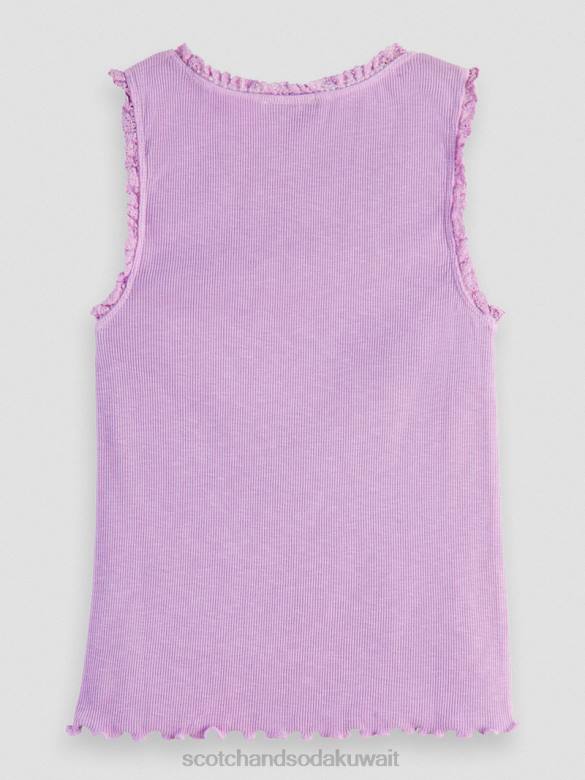 ملابس Scotch & Soda توب بدون أكمام محبوك ومضلع زهرة الأوركيد أطفال N0V4744