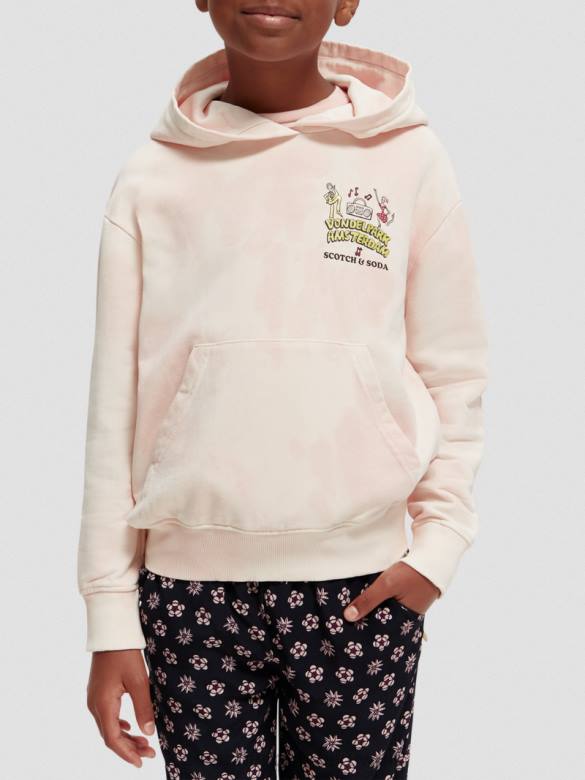 ملابس Scotch & Soda سترة بغطاء للرأس فضفاضة ومصبوغة بعمل فني زهر التفاح أطفال N0V4748