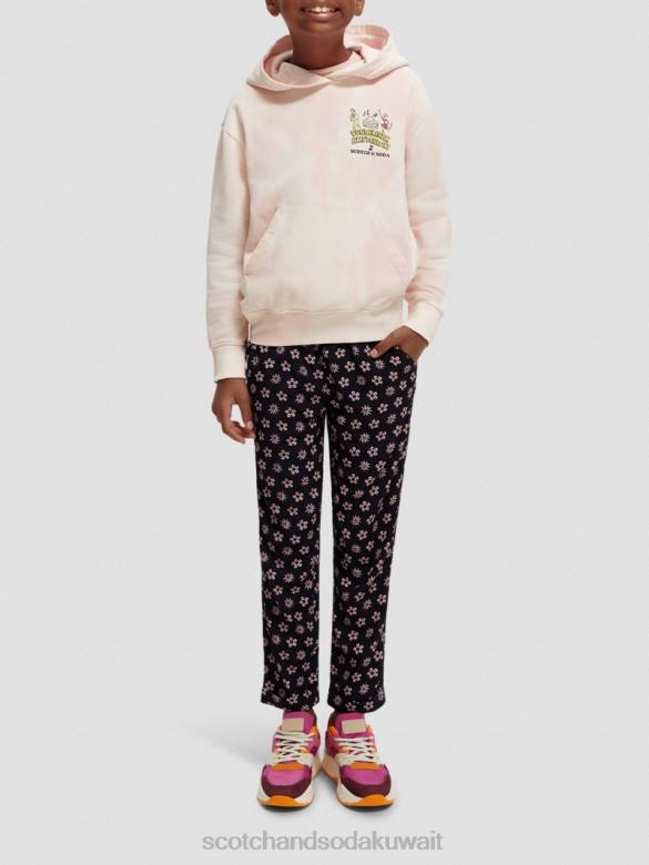 ملابس Scotch & Soda سترة بغطاء للرأس فضفاضة ومصبوغة بعمل فني زهر التفاح أطفال N0V4748