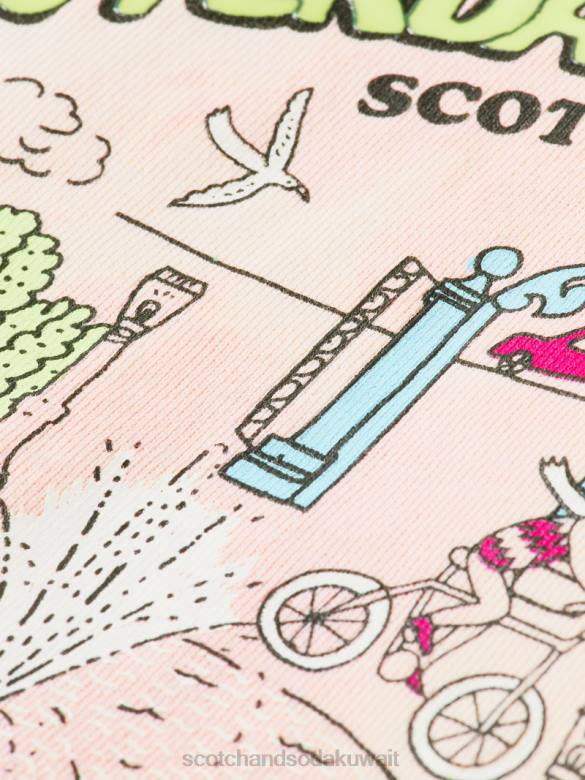 ملابس Scotch & Soda سترة بغطاء للرأس فضفاضة ومصبوغة بعمل فني زهر التفاح أطفال N0V4748