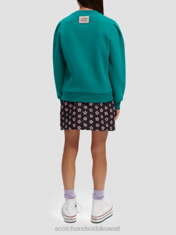 ملابس Scotch & Soda سويت شيرت عمل فني بأكمام مطوية الطاووس أطفال N0V4751
