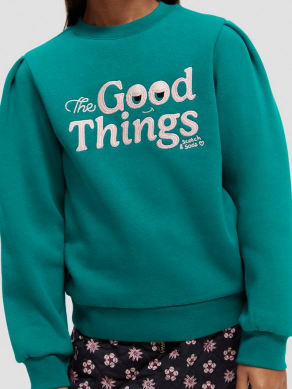 ملابس Scotch & Soda سويت شيرت عمل فني بأكمام مطوية الطاووس أطفال N0V4751