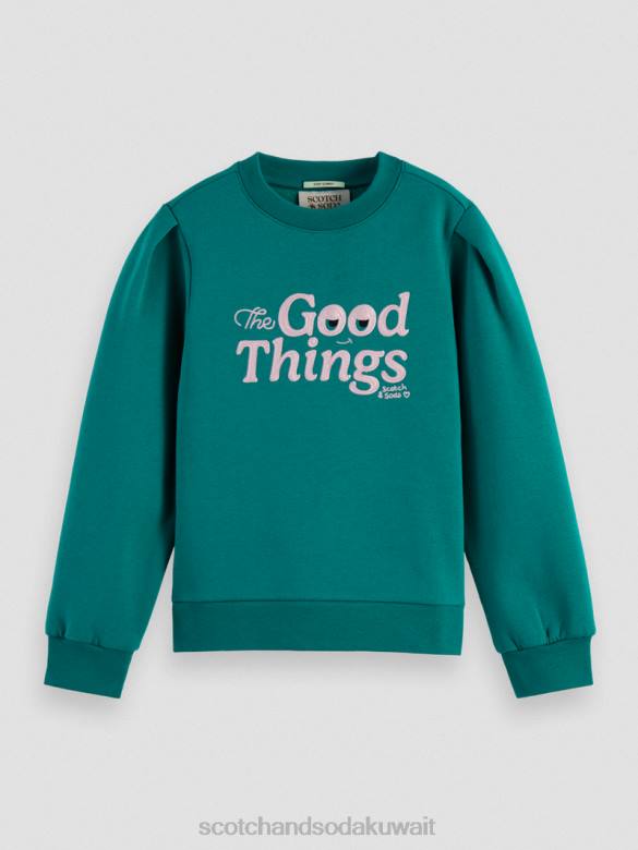 ملابس Scotch & Soda سويت شيرت عمل فني بأكمام مطوية الطاووس أطفال N0V4751