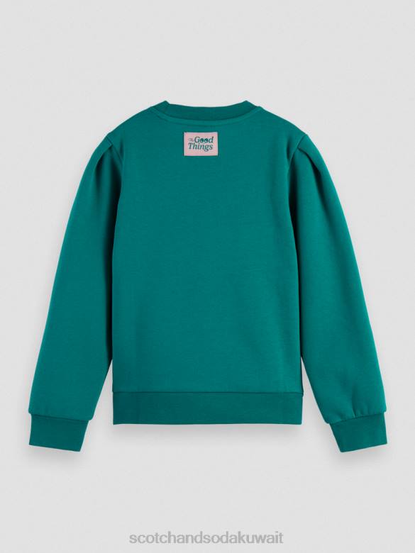 ملابس Scotch & Soda سويت شيرت عمل فني بأكمام مطوية الطاووس أطفال N0V4751