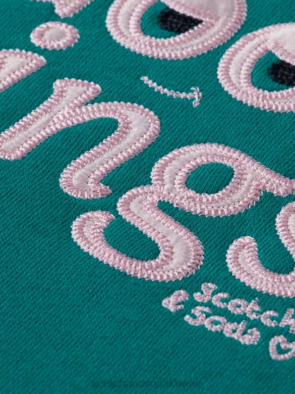 ملابس Scotch & Soda سويت شيرت عمل فني بأكمام مطوية الطاووس أطفال N0V4751