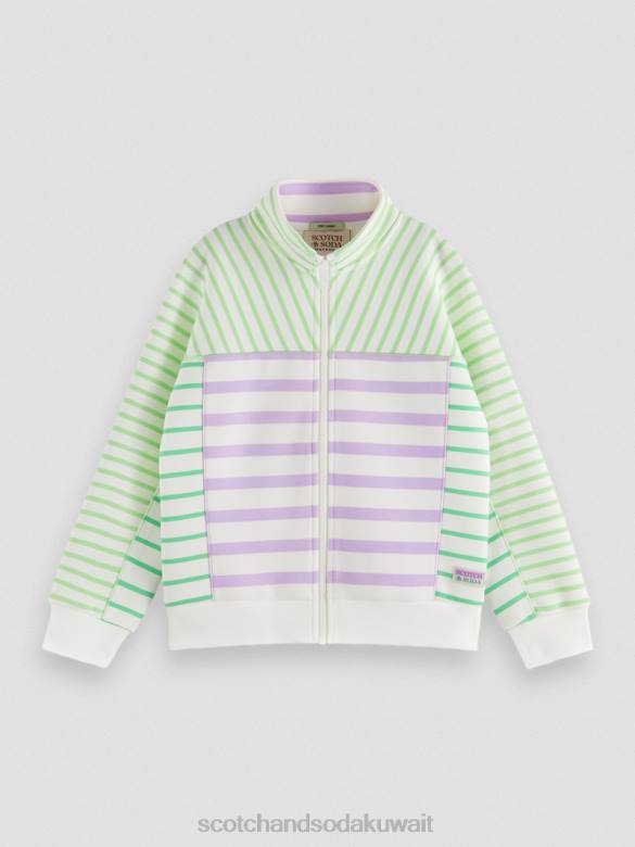 ملابس Scotch & Soda سويت شيرت بنصف سحاب وخطوط مختلطة مخطط أطفال N0V4753