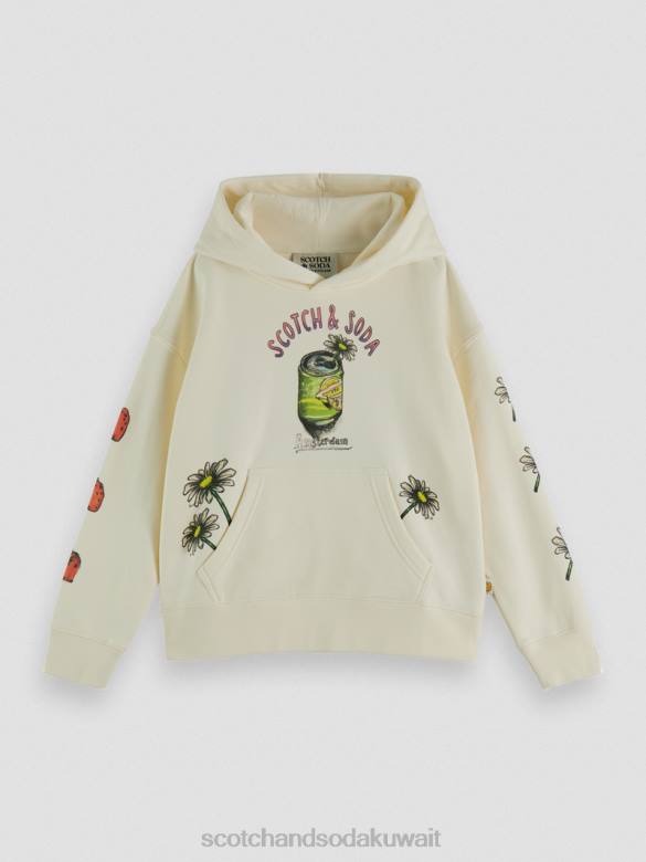 ملابس Scotch & Soda هوديي عمل فني فضفاض ثلج الفانيليا أطفال N0V4758