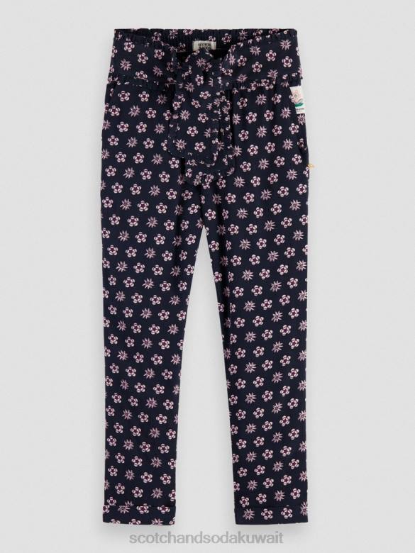 ملابس Scotch & Soda بنطال بحزام مرتفع الارتفاع ومريح وضيق زهرة الليل المرقعة أطفال N0V4759