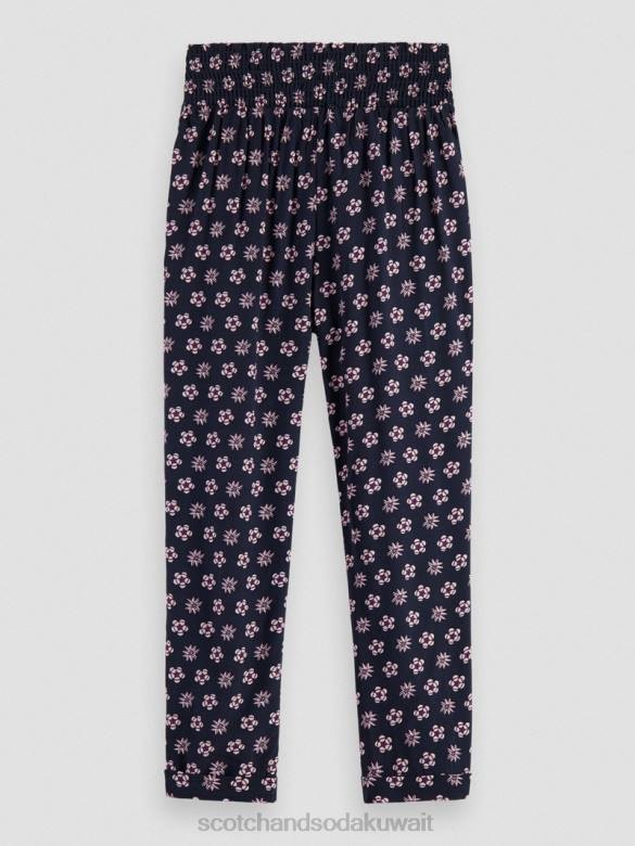 ملابس Scotch & Soda بنطال بحزام مرتفع الارتفاع ومريح وضيق زهرة الليل المرقعة أطفال N0V4759