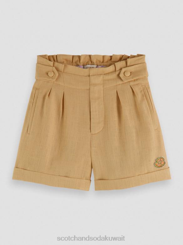 ملابس Scotch & Soda كاروهات شورت واسع الساق شاهق رمل أطفال N0V4767