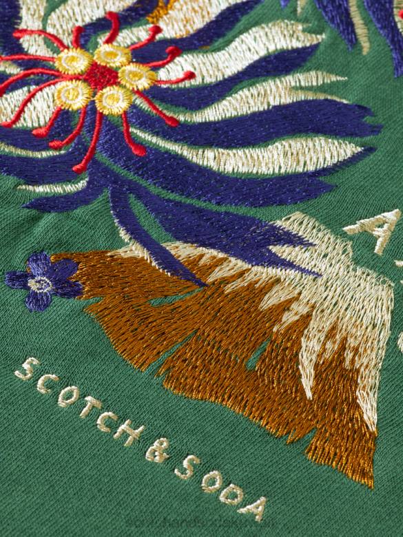 ملابس Scotch & Soda هوديي من القطن العضوي المطرز بعمل فني جيش أطفال N0V4774