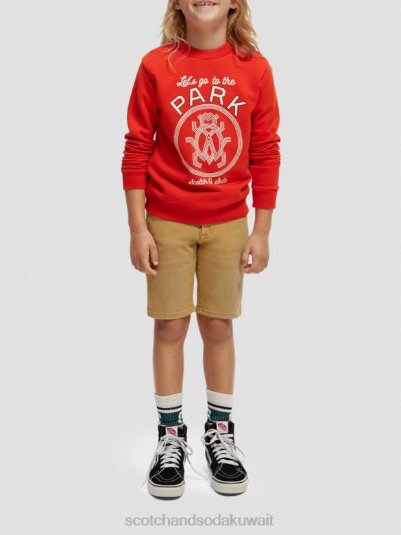 ملابس Scotch & Soda سترة من القطن العضوي برقبة دائرية طماطم أطفال N0V4775