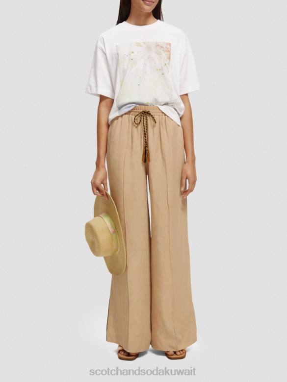 ملابس Scotch & Soda تي شيرت فضفاض مناسب للعمل الفني أبيض نحيف N0V477