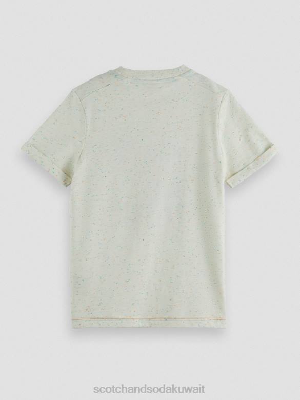 ملابس Scotch & Soda تي شيرت بياقة دائرية عمل فني قبالة الأبيض أطفال N0V4781