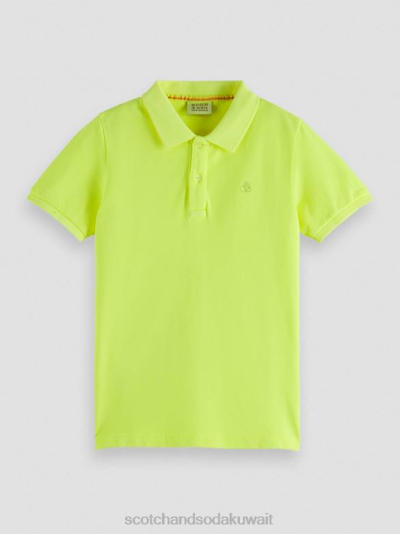 ملابس Scotch & Soda بولو بيكيه مصبوغ بالملابس ليمون نيون أطفال N0V4783