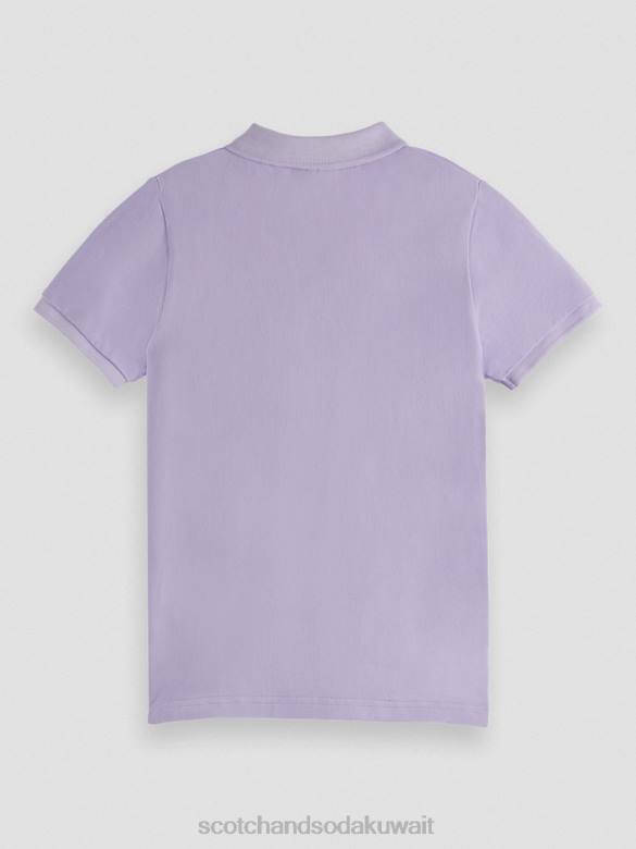 ملابس Scotch & Soda بولو بيكيه مصبوغ بالملابس أرجواني أطفال N0V4784
