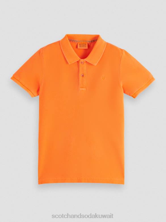 ملابس Scotch & Soda بولو بيكيه مصبوغ بالملابس الخوخ النيون أطفال N0V4786