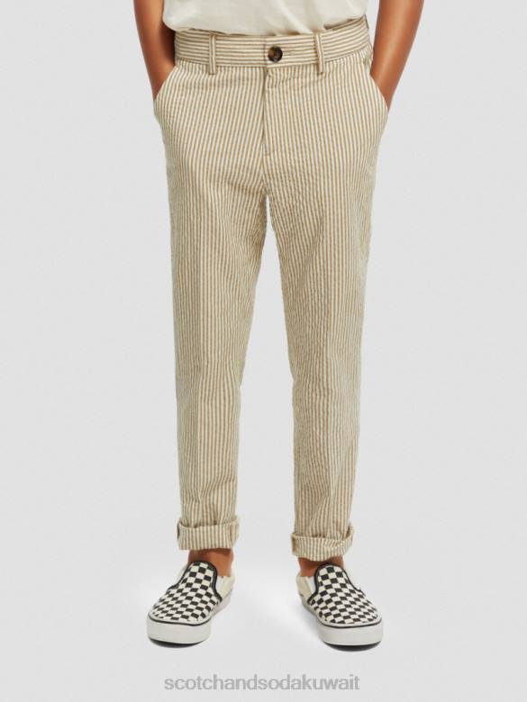 ملابس Scotch & Soda تشينو فضفاض ومدبب ومخطط شريط الرمال أطفال N0V4796