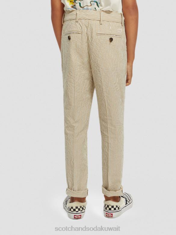 ملابس Scotch & Soda تشينو فضفاض ومدبب ومخطط شريط الرمال أطفال N0V4796