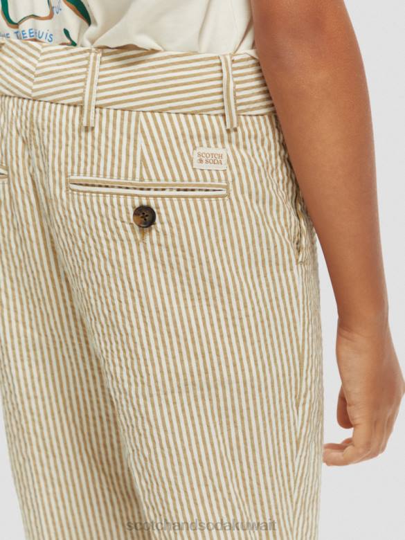 ملابس Scotch & Soda تشينو فضفاض ومدبب ومخطط شريط الرمال أطفال N0V4796