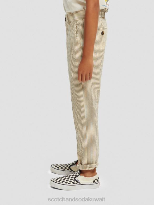 ملابس Scotch & Soda تشينو فضفاض ومدبب ومخطط شريط الرمال أطفال N0V4796