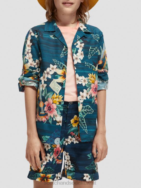 ملابس Scotch & Soda قميص طويل الأكمام مطبوع عضوي التحرير والسرد د أطفال N0V4798