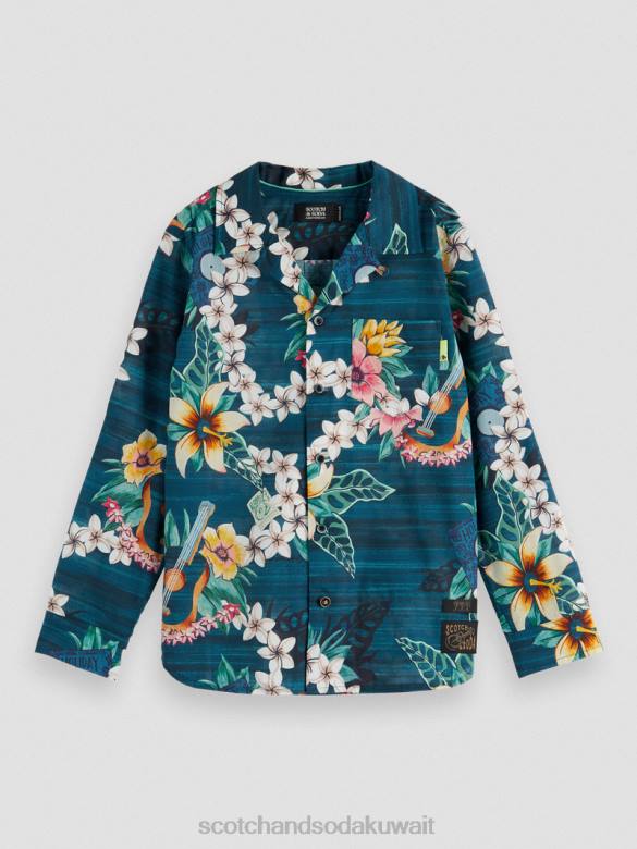 ملابس Scotch & Soda قميص طويل الأكمام مطبوع عضوي التحرير والسرد د أطفال N0V4798