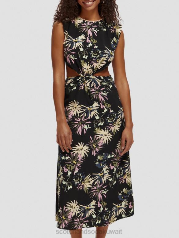 ملابس Scotch & Soda قطع فستان ميدي أستر أسود نحيف N0V48