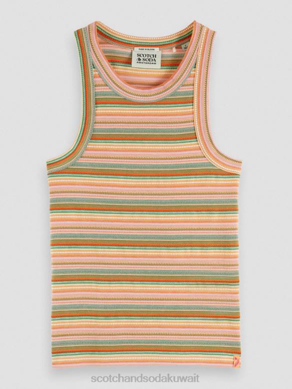 ملابس Scotch & Soda أعلى خزان المتسابق مخطط جيرسي متعدد المشارب نحيف N0V480
