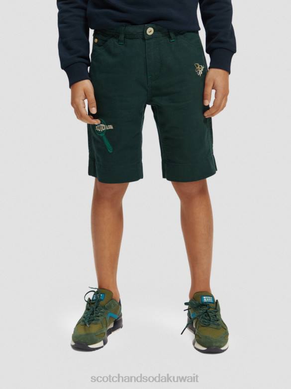 ملابس Scotch & Soda شورت من الكتان المخلوط بأعمال فنية مطرزة غابة أطفال N0V4807