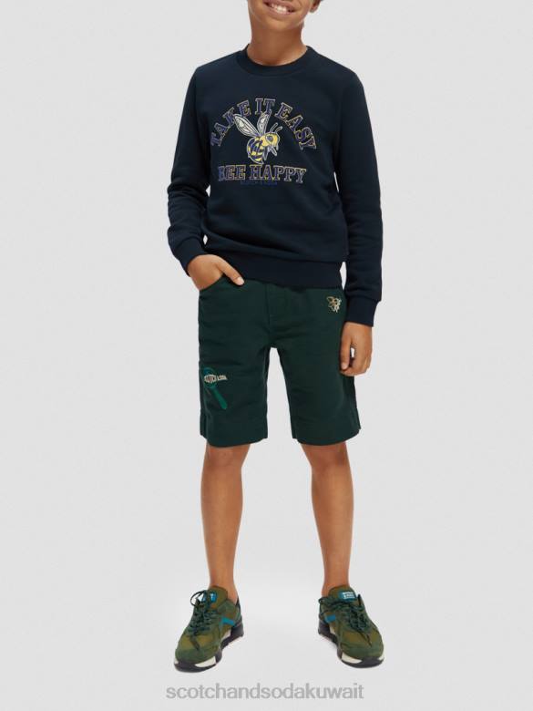 ملابس Scotch & Soda شورت من الكتان المخلوط بأعمال فنية مطرزة غابة أطفال N0V4807