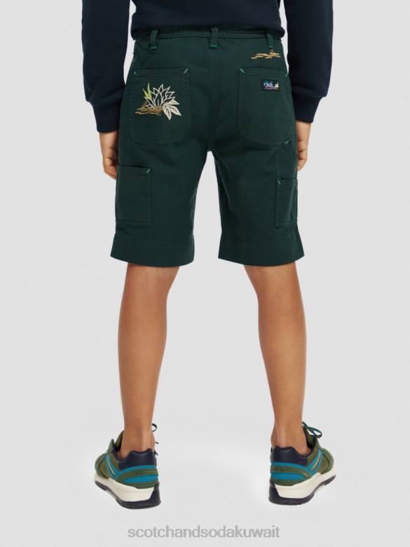 ملابس Scotch & Soda شورت من الكتان المخلوط بأعمال فنية مطرزة غابة أطفال N0V4807